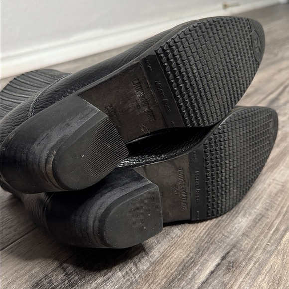 Zadig & Voltaire Tyler Grained Vintage Western Ankle Boot Black Calf Leather 8.5 - Picture 7 of 8